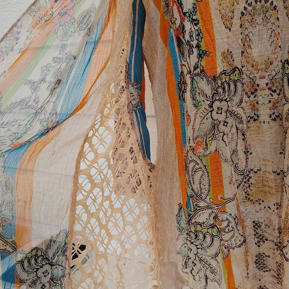 Alberto Makali Vintage Retro Style Printed Top Attached Crochet Vest MEDIUM - Picture 3 of 11